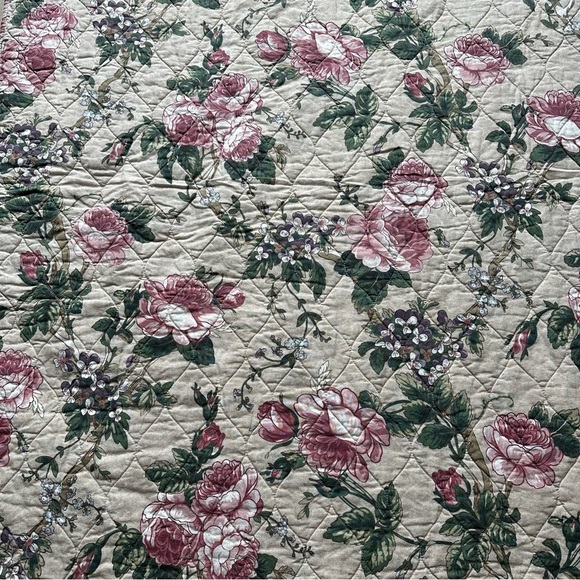 Pottery Barn Adelise Reversible Cotton Linen Floral Quilt Queen - Picture 10 of 14